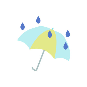 雨の日の傘のイラスト 雨の日の傘のイラスト 傘,雨,雨の日,梅雨,しずく,水滴,青,水色,黄色,天気のイラスト素材