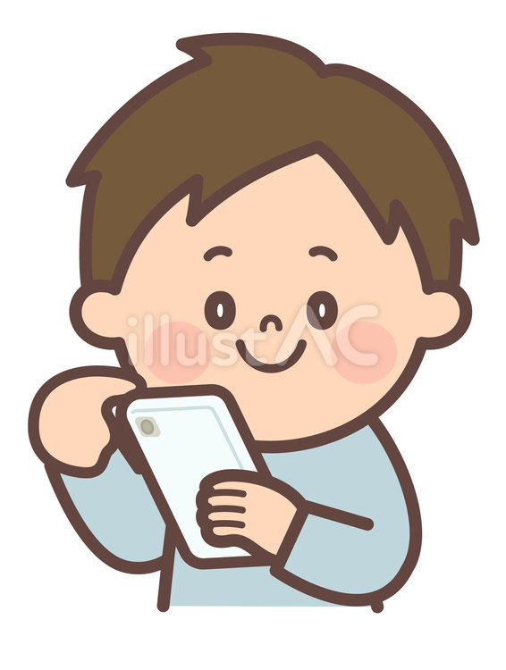 スマホを使っている子供 スマホ,ゲーム,アプリのイラスト素材