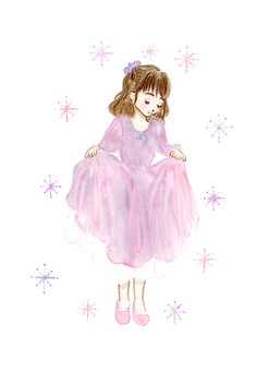 ドレスを着た女の子 背景あり ドレス,着る,女の子,人,人物,子供,少女,女性,子,女子のイラスト素材