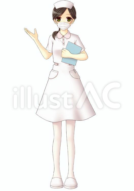 ナースA（マスク） 女性,看護師,全身のイラスト素材