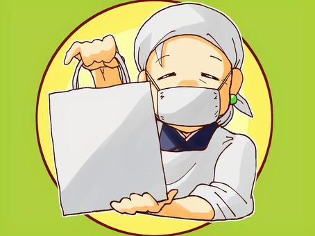 商売するおばあちゃんマスクver　白フチ, व्यापार, काम, बैग, JPG and PNG