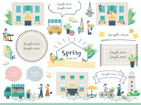 Illustration, spring, people, mimosa, 