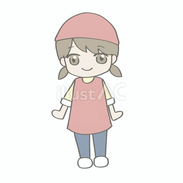 エプロンと三角巾をつけた子ども 子ども,人物,エプロンのイラスト素材