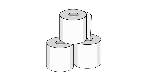 トイレットペーパー3つ　アウトライン トイレットペーパー,トイレ,チリ紙,ペーパー,ロール,お手洗い,トイレ用品,生活用品,生活必需品,シンプルのイラスト素材