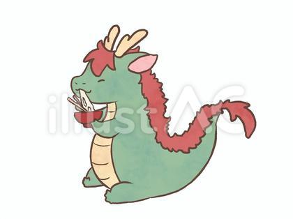お餅を食べる竜
