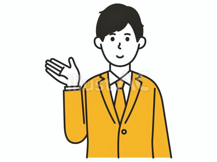 案内をする男子学生										 案内,説明,紹介のイラスト素材