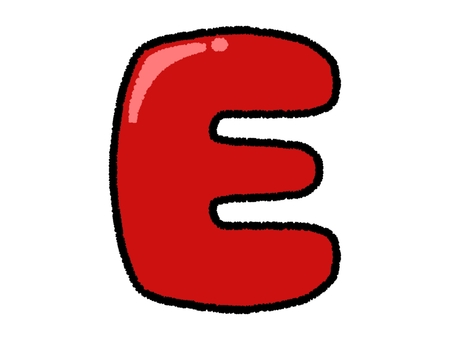 アルファベット　E e,アルファベット,文字,大文字,英語,赤,シンプル,挿絵,素材,ゆるいのイラスト素材