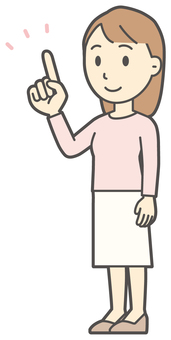  ロングヘア女性-401-全身 数字,女性,女の子,人物,かわいい,1,指差し,ハンドサイン,数える,カウントのイラスト素材