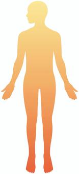人シルエット 温　顔横向き 人間,人体,全身,前面,ポカポカ,温感,温浴,温かい,暑い,代謝のイラスト素材