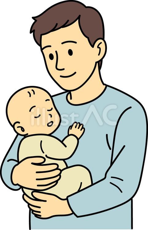赤ちゃんを抱いている男性 育児,育休,男性のイラスト素材