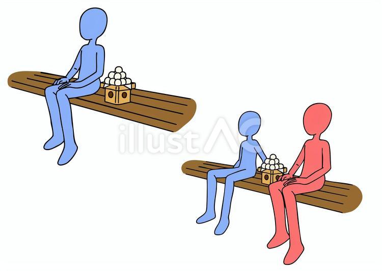 月見をする人2種　斜め前 月見,お月見,十五夜のイラスト素材
