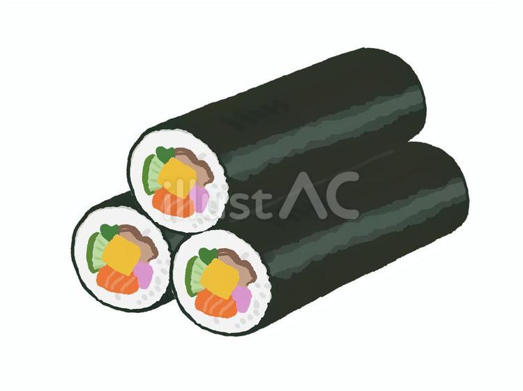 恵方巻き　3本 手書き,食べ物,恵方巻のイラスト素材