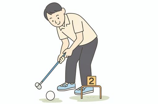 ゲートボールを楽しむ ゲートボール,スポーツ,シニア,健康,屋外,趣味,レクリエーション,運動,地域活動,公園のイラスト素材