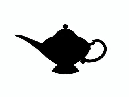 魔法のランプ 魔法のランプ,シルエット,ファンタジー,取っ手,注ぎ口,容器のイラスト素材
