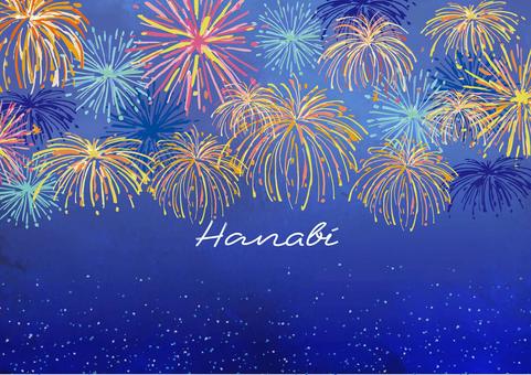 花火の美しい背景素材 夏,夏休み,背景,水彩,花火,夜空,花火大会,打ち上げ花火,スターマイン,火花のイラスト素材