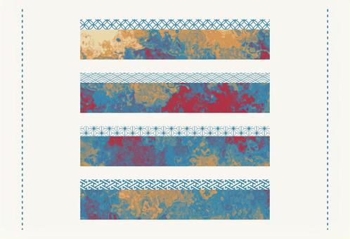 マーブル和柄のトリコロールバナー マーブル,フレーム,見出し,バナー,帯,長方形,デザイン,エレメント,和柄,流体のイラスト素材