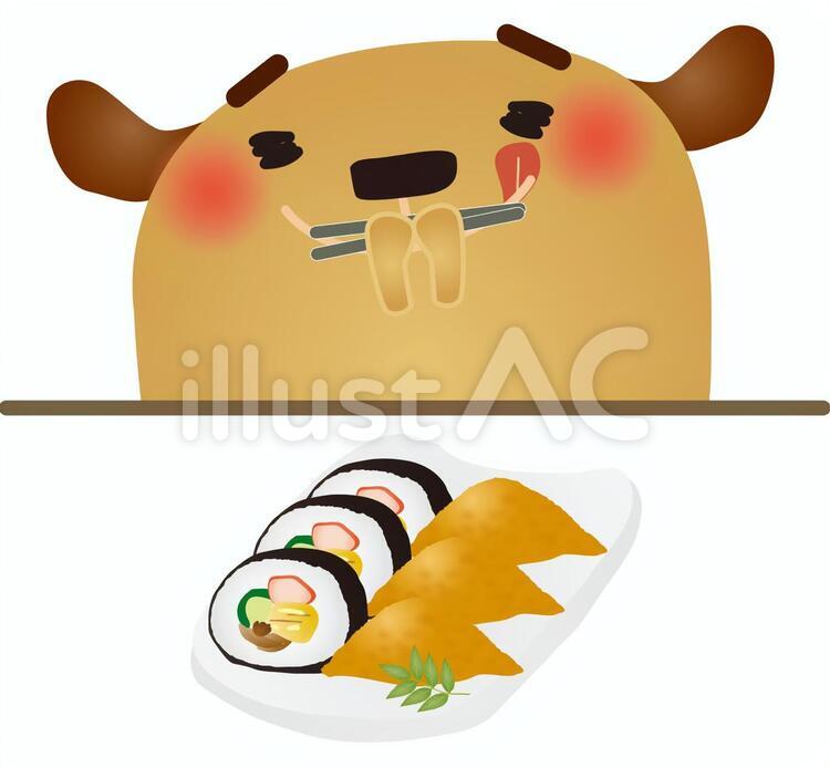 dog136 犬,すし,いなりのイラスト素材