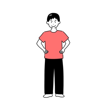 仁王立ちする男性 仁王立ち,直立,男性,私服,全身のイラスト素材