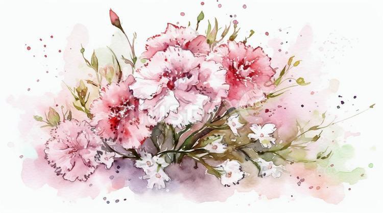 ピンクのカーネーションと霞草 カーネーション,花,綺麗のイラスト素材