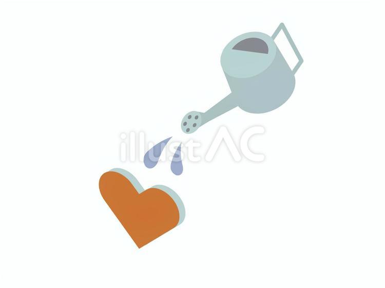 じょうろでハートに水をあげるアイソメ ハート,愛,愛情のイラスト素材