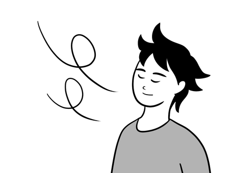 風吹く青年 青年,人物,風,吹く,涼しい,感じる,気持ちいい,心地いい,清々しい,春のイラスト素材