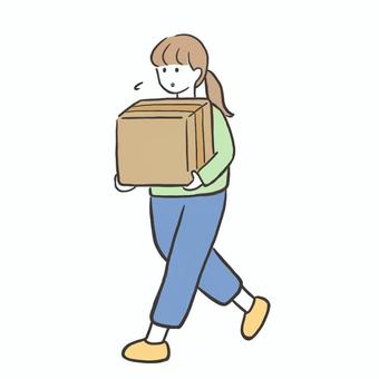 荷物を運ぶ女性(カラー) 荷物を運ぶ女性(カラー) 荷物,段ボール,ダンボール,女性,女の人,女,引越し,荷造り,箱,搬出のイラスト素材