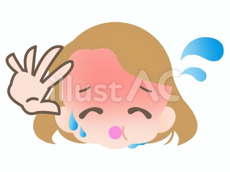 ぽっちゃり女性-熱中症20181011 女性,顔,熱中症のイラスト素材