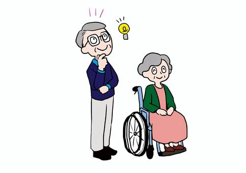 senior couple and wheelchair, , JPG, PNG and EPS