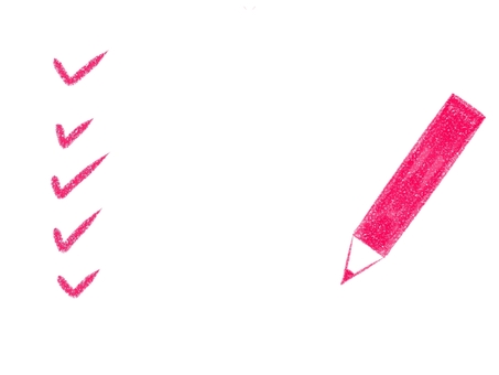 チェックマーク　赤鉛筆