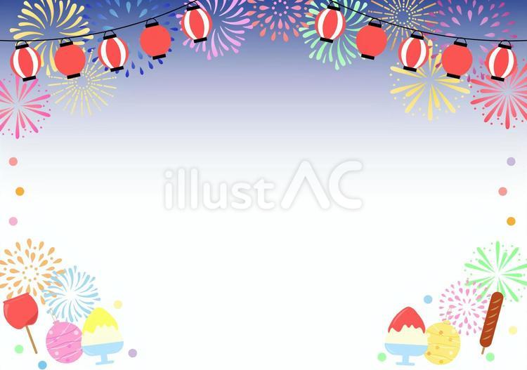 夏祭りのフレーム 花火,夏休み,フレームのイラスト素材