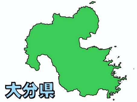 少しゆるい大分島県地図 書き文字 大分県,大分,地図,九州,ゆるい,手描き,日本地図,線画,緑,日本のイラスト素材