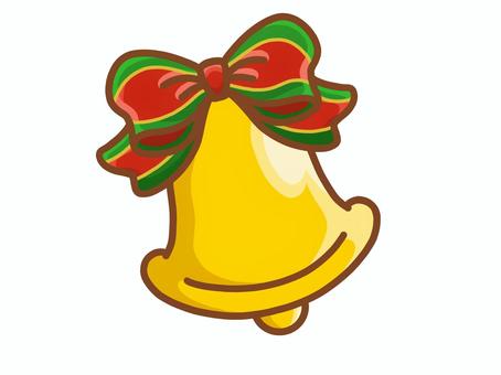 クリスマスベル クリスマス,ベル,鐘,ジングルベル,手描き,一つ,一個,ワンポイント,リボン,かわいいのイラスト素材