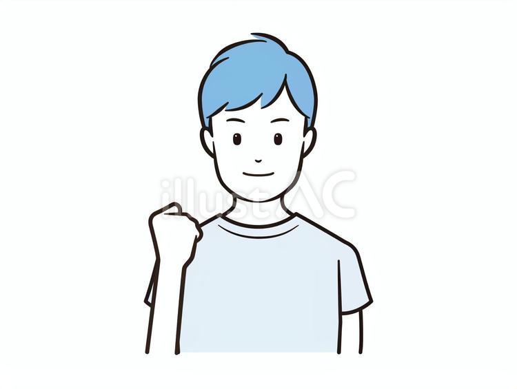 やる気を表すTシャツ男性のガッツポーズ ガッツポーズ,男性,男の子のイラスト素材