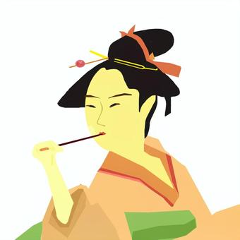 浮世絵、ポッキー。 浮世絵,美人画,和服,日本髪,女性,江戸時代のイラスト素材