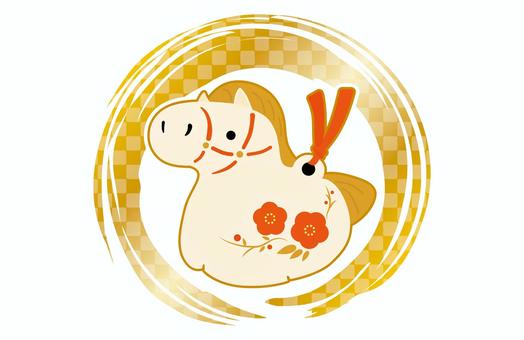 2026年馬年の年賀状イラスト素材　1　 午年,午,2026年,2026,馬,馬年,年賀状,お正月,１月,冬のイラスト素材