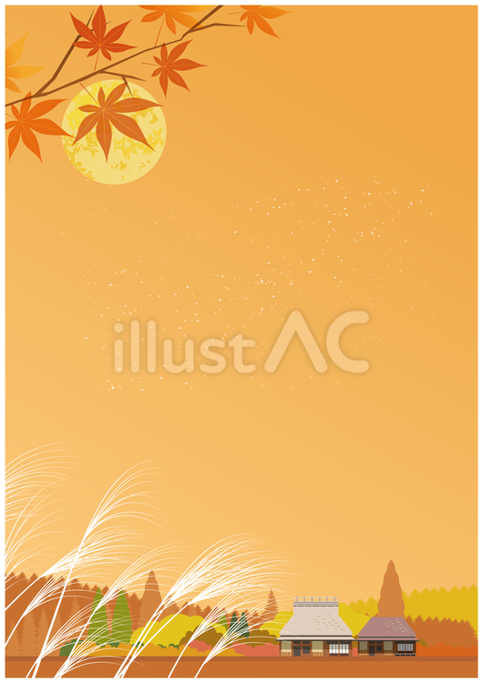 秋のお月見背景 秋,月見,月のイラスト素材