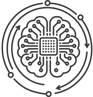 AIとディープラーニング アイコン ai,人工知能,機械学習,チップ,脳,アイコン,線画,テクノロジー,知能,回路のイラスト素材