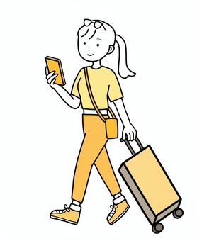 シンプル旅する人（y） シンプル,旅行,散策,歩く,歩き回る,人,女,トリップ,ツアー,渡航のイラスト素材