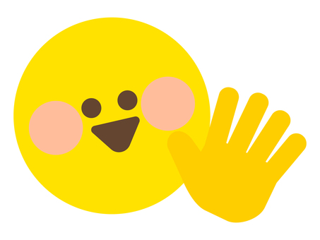 にこちゃん（パー） スマイル,黄色,表情,絵文字,アイコン,手,じゃんけん,パーのイラスト素材