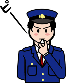 ホイッスル警察官　 ホイッスル,音,警察官,注意,違反,犯罪,公務,男性,コミカルのイラスト素材