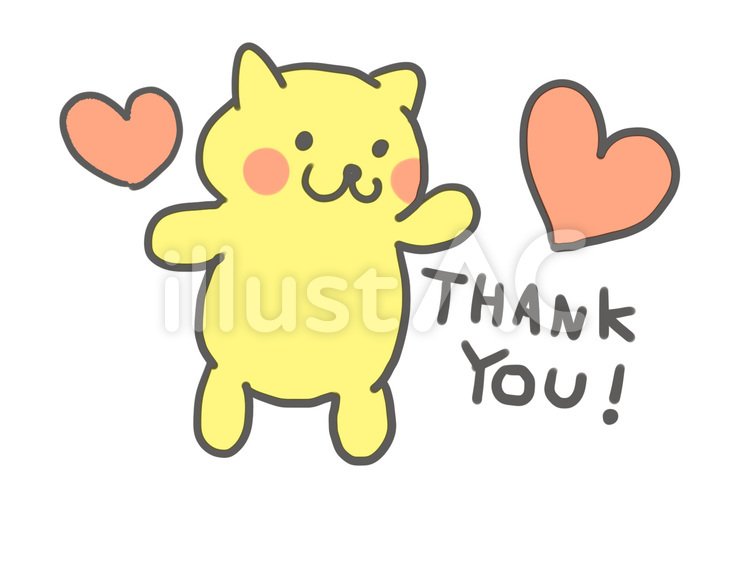 ありがとう シンプル,かわいい,ねこのイラスト素材
