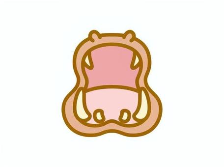 カバの大口正面　ブラウン カバ,動物,口,生き物,哺乳類のイラスト素材