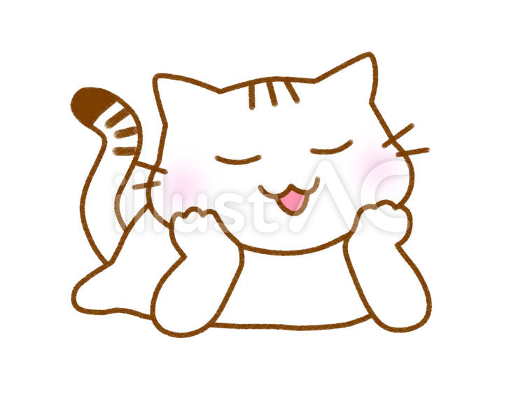 頬杖　白猫 ねこ,猫,白猫のイラスト素材