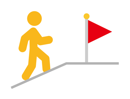 坂道と旗 坂道,旗,ゴール,人物,目印,地点,場所,登る,到達のイラスト素材