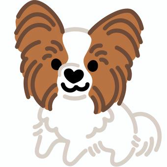 ハート鼻のパピヨン（立つ）2 パピヨン,犬,動物,ハート,鼻,立つ,シンプル,かわいい,キュート,デフォルメのイラスト素材