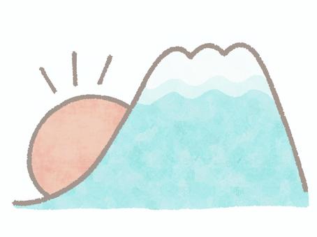富士山と初日の出 富士山,初日の出,太陽,お日様,日光,新年,年明け,お正月,夜明け,ご来光のイラスト素材