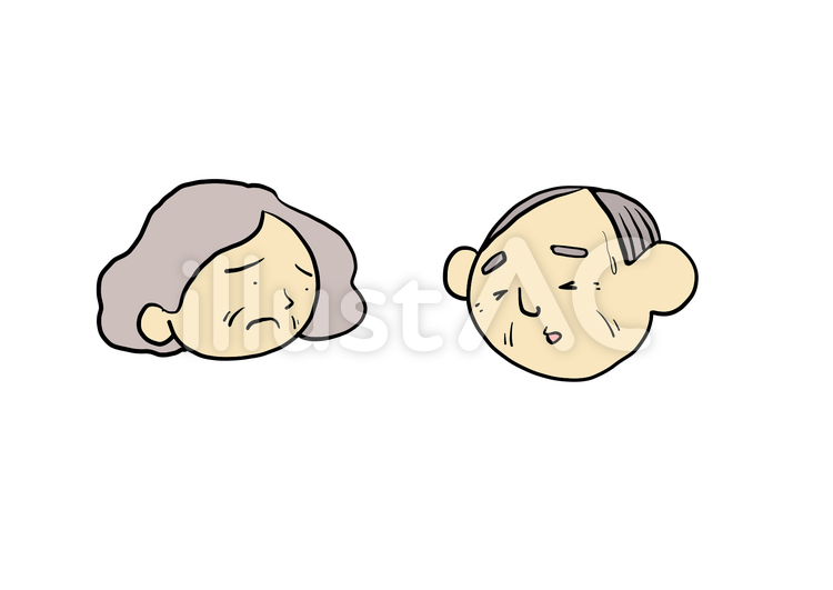 おじいさんとおばあさん 苦しい,おばあさん,おじいさんのイラスト素材