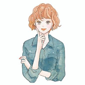 考える女性(ビジネス・オフィス)