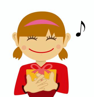 プレゼントで喜ぶ 若い女性イラスト 人物,笑顔,女性,スマイル,嬉しい,プレゼント,喜ぶ,若い,上半身,女子高生のイラスト素材