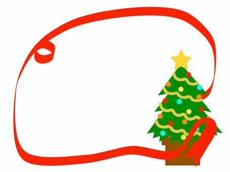 クリスマスツリーとリボンフレーム
